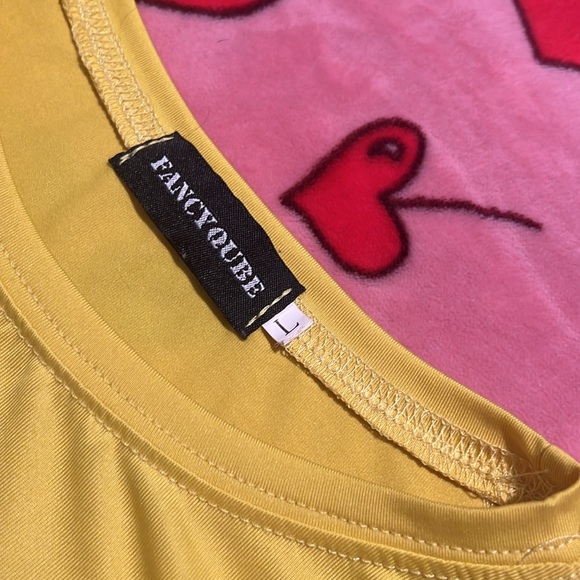 Super bright honey shirt. Size large. Crop baby tee. Yellow. - Picture 3 of 3